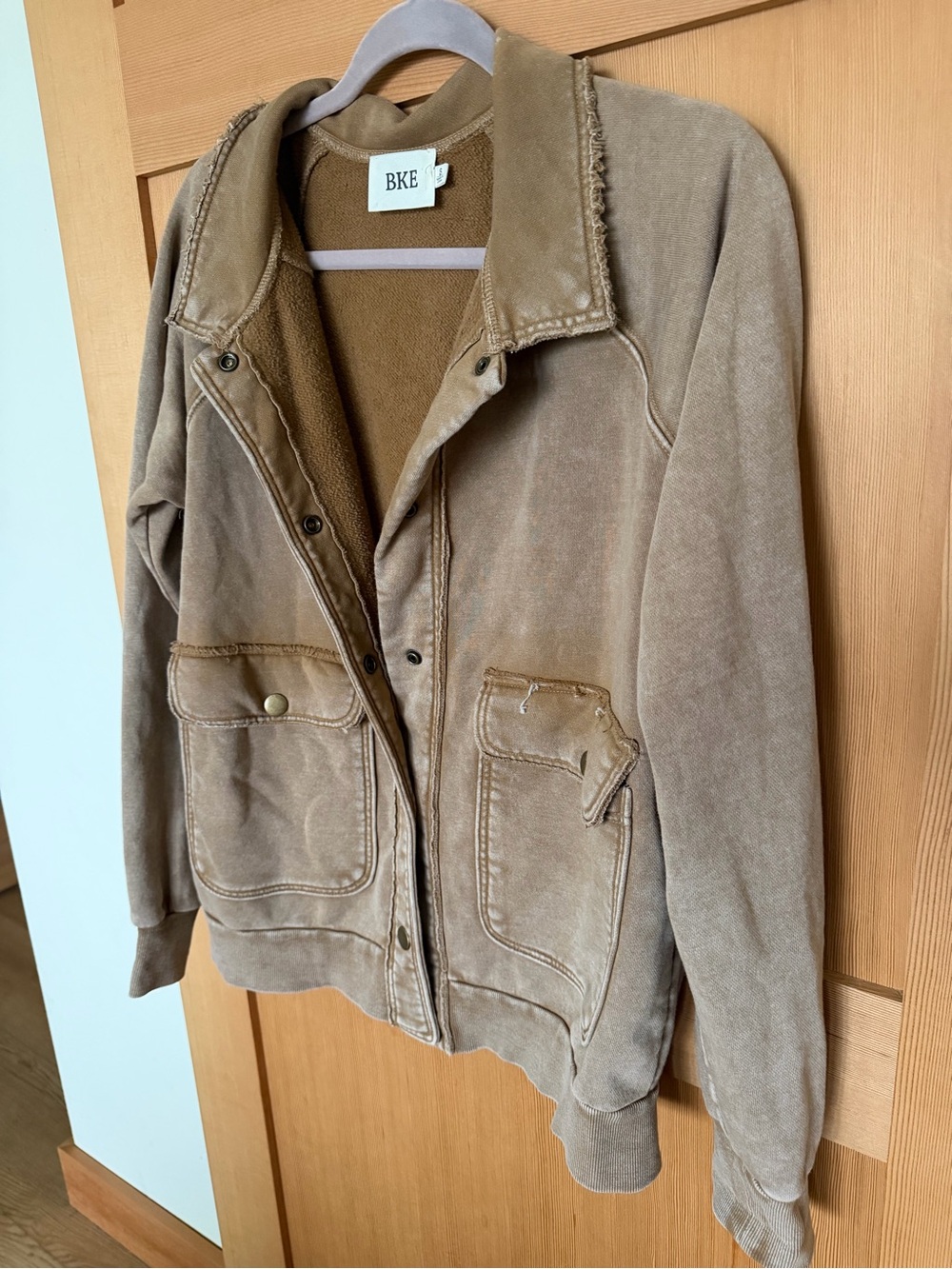 BKE Women's Light Brown Suede Utility Jacket